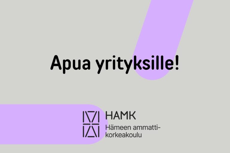 Graafinen kuva, jossa teksti Apua yrityksille ja HAMK logo