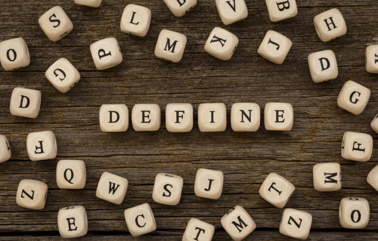 Word DEFINE written on wood block,stock image