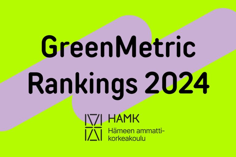 GreenMetric Rankings 2024 teksti HAMKin brändi-ilmeellä